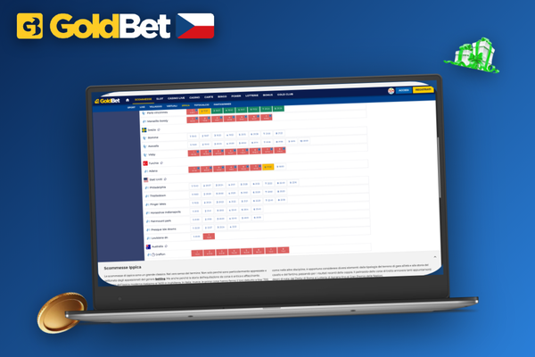 Screenshot rozhraní Goldbet Casino na počítači po přihlášení se zůstatkem v CZK a herními dlaždicemi
