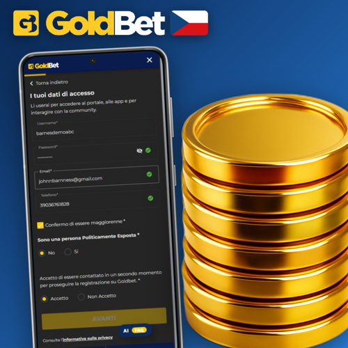 Registrační formulář Goldbet Casino CZ s polem pro e-mail a symbolem bezpečnosti
